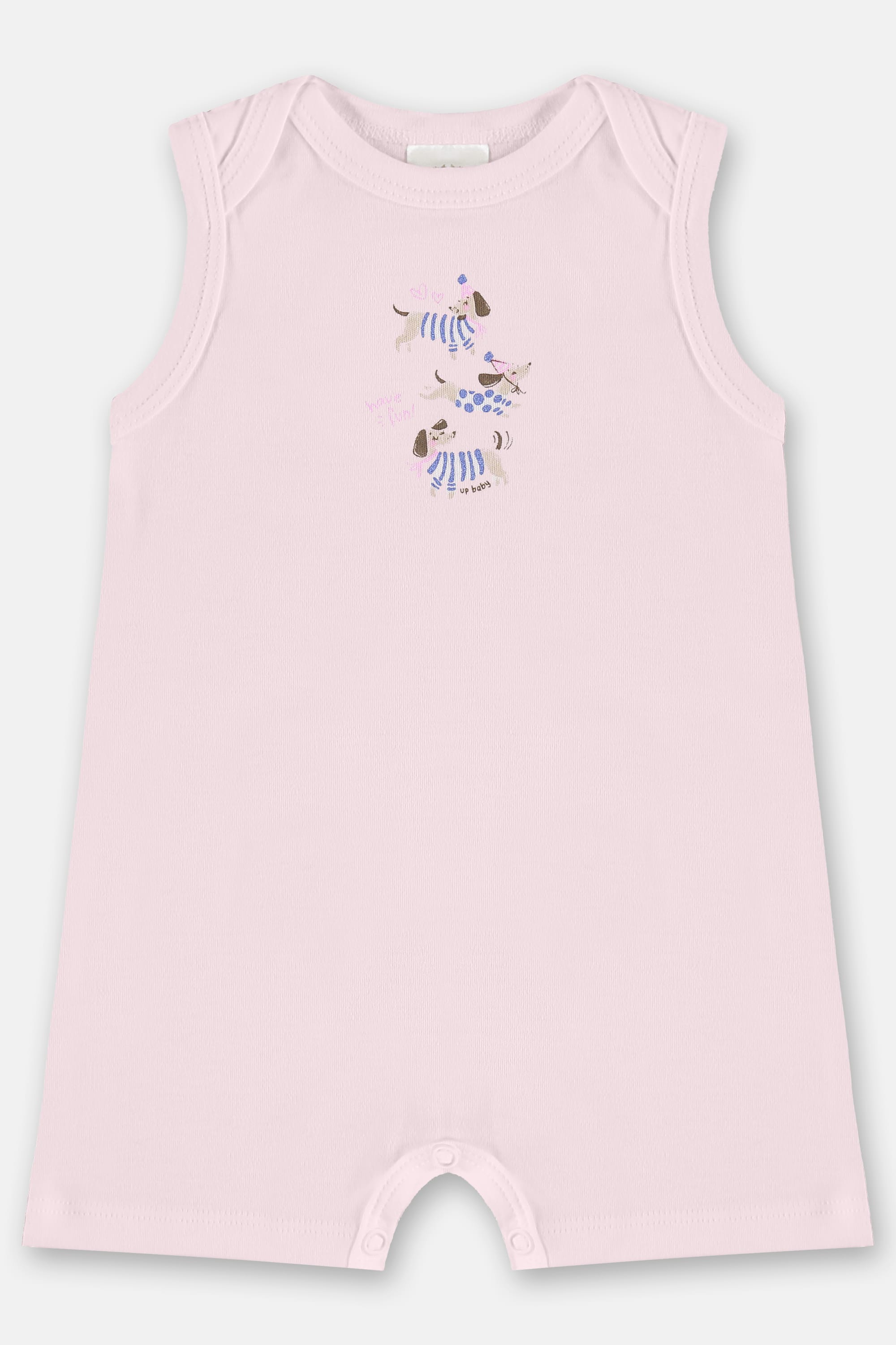 Macaquinho Regata Bebê Menina em Suedine Essentials (Rosa Claro) Up Baby