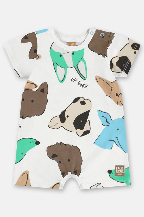 Macaquinho para Bebê Menino em Algodão Cachorrinhos (Branco) Up Baby