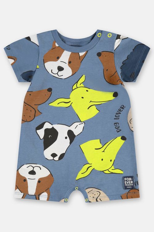 Macaquinho para Bebê Menino em Algodão Cachorrinhos (Azul) Up Baby