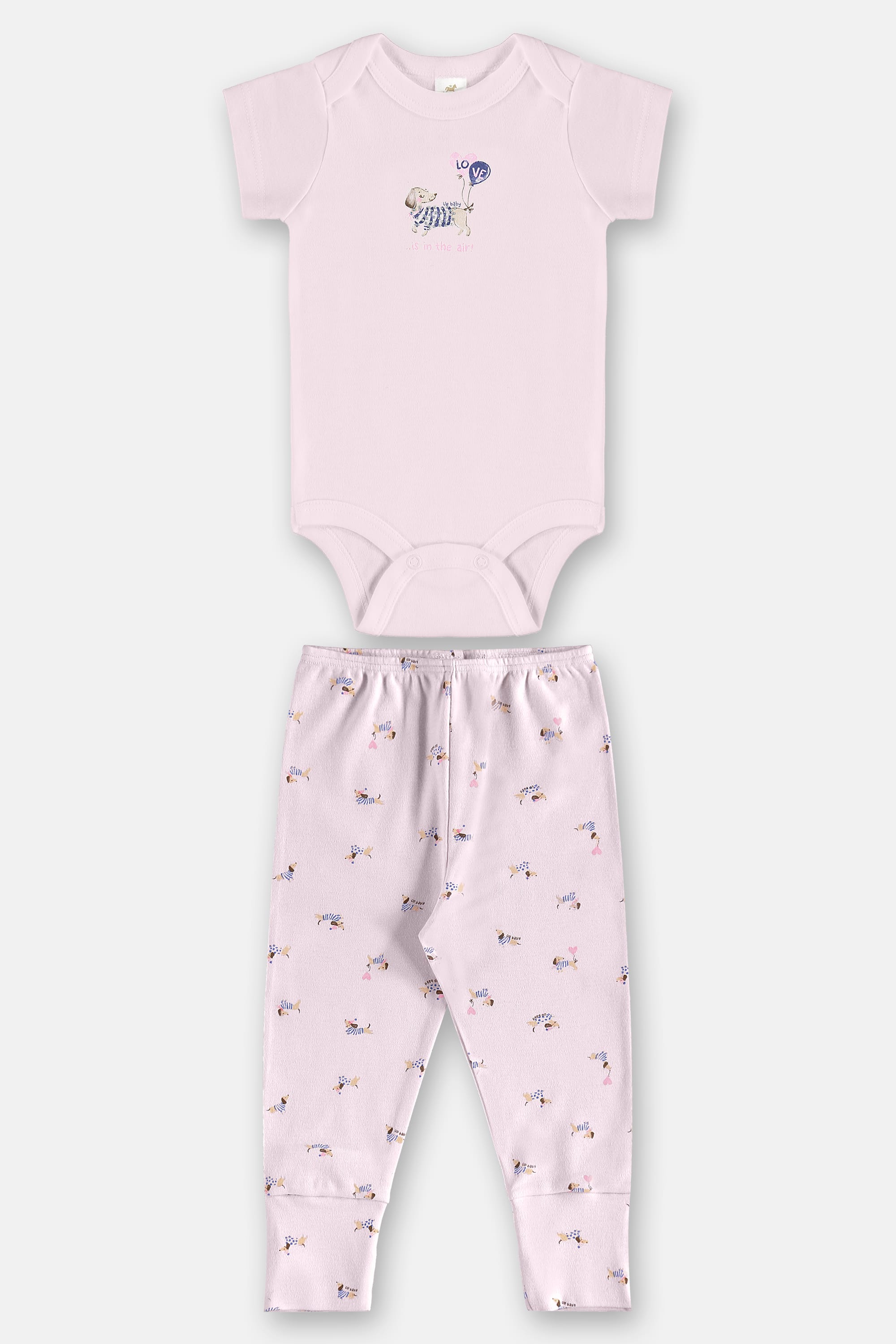 Conjunto Bebê Menina com Body e Calça em Suedine Essentials (Rosa Claro) Up Baby