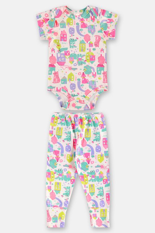 Conjunto em Suedine Essentials com Body e Calça Bebê Menina (Branco) Up Baby