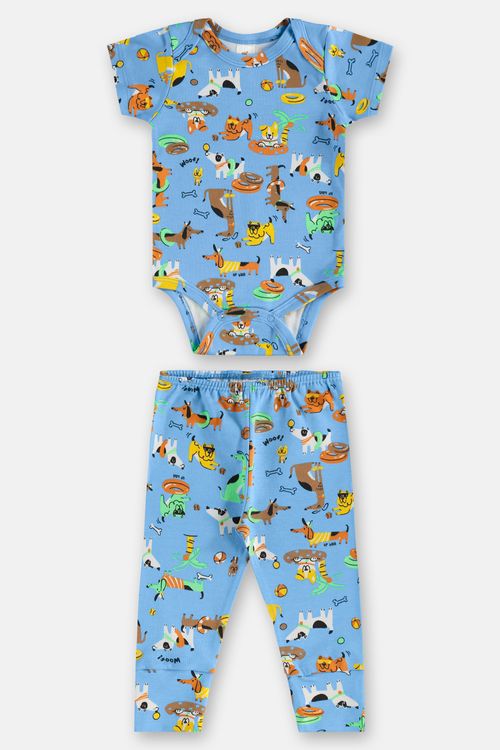 Conjunto em Suedine Essentials para Bebê com Body e Calça (Azul Claro) Up Baby