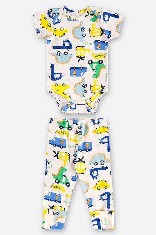 Conjunto em Suedine Essentials para Bebê com Body e Calça (Off White) Up Baby