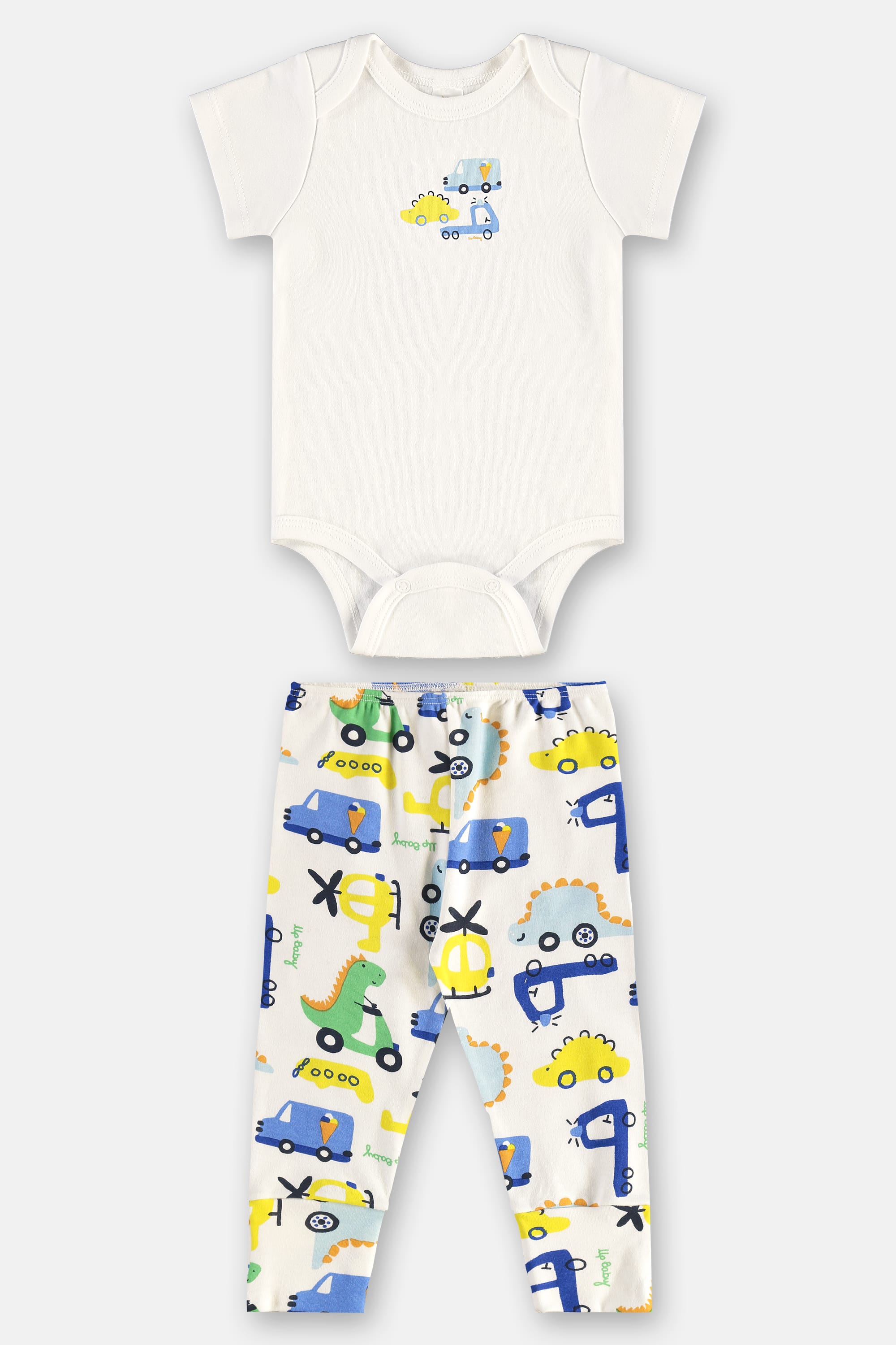 Conjunto para Bebê com Body e Calça em Suedine Essentials (Off White) Up Baby