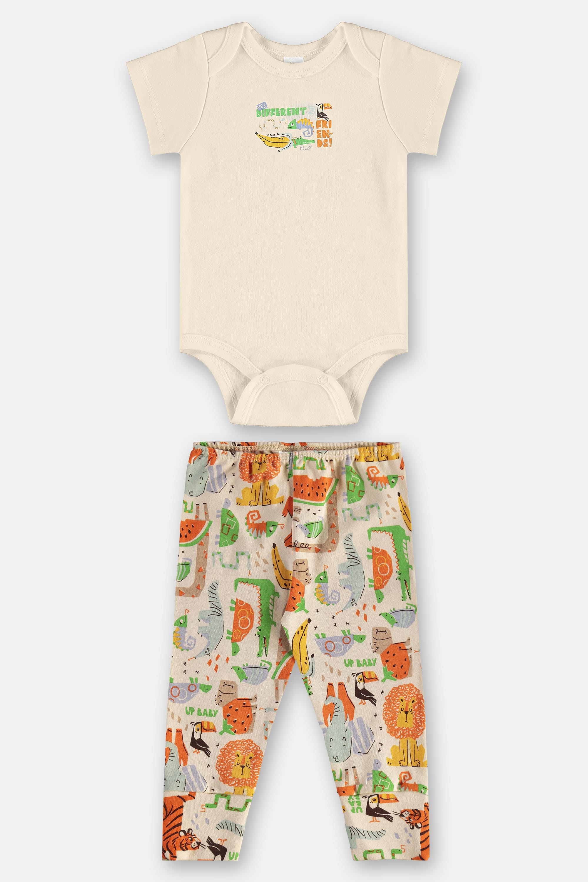 Conjunto para Bebê com Body e Calça em Suedine Essentials (Bege) Up Baby