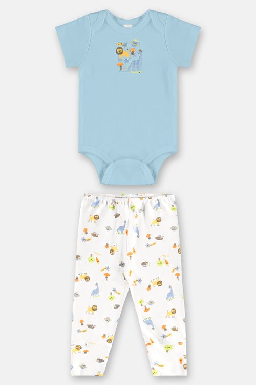 Conjunto para Bebê com Body e Calça em Suedine Essentials (Azul) Up Baby