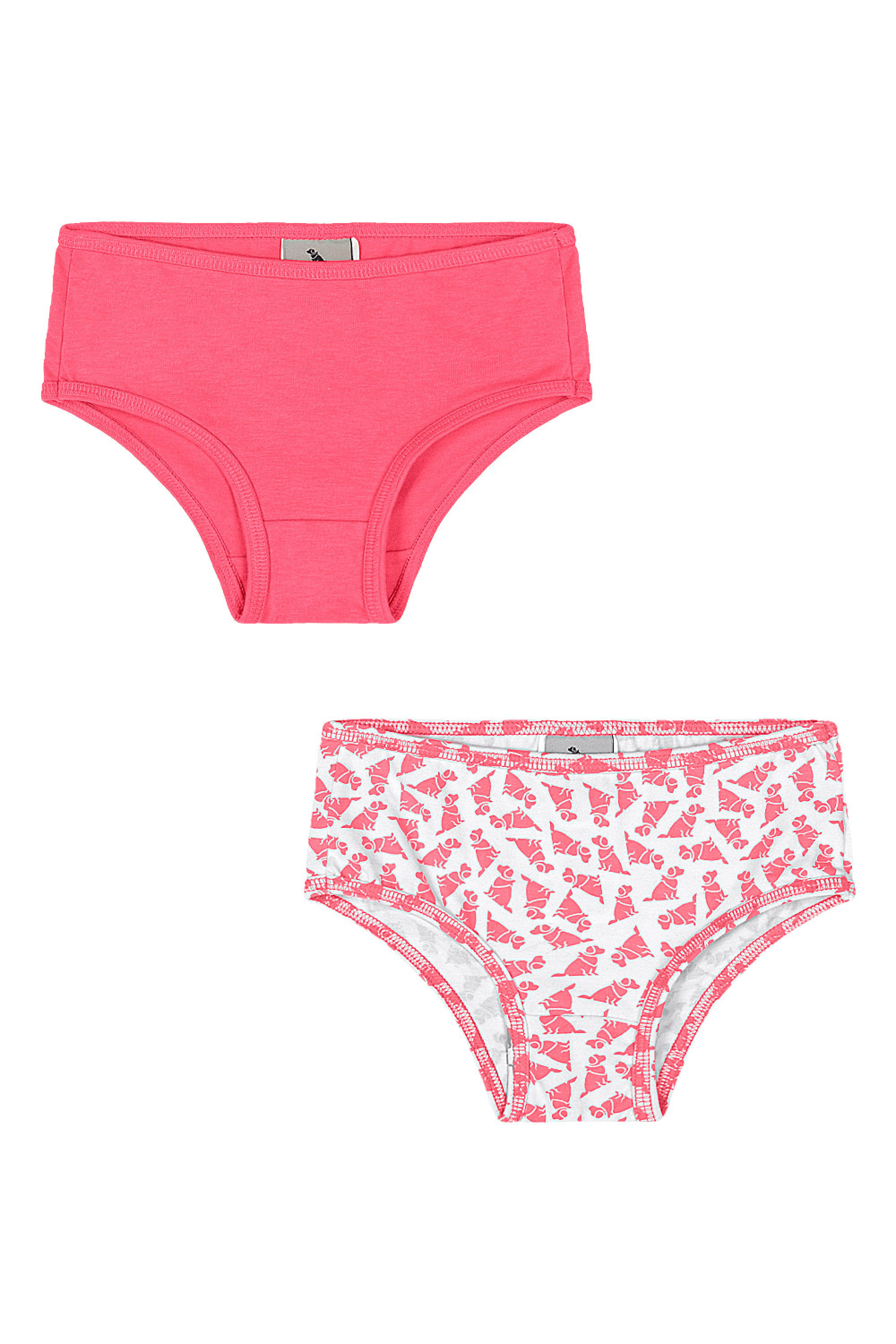 Kit de Calcinhas Menina em Algodão com Elastano (Rosa Pink Neon) Quimby