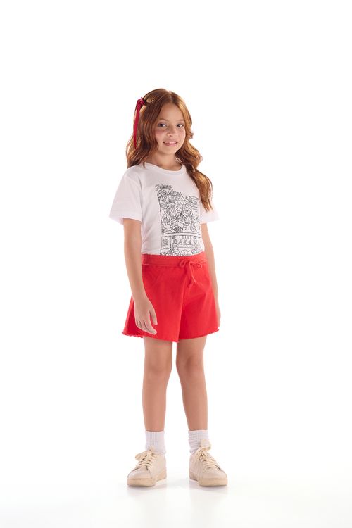 Camiseta Infantil Unissex com Kit de Canetinhas para Pintar (Branco) Quimby