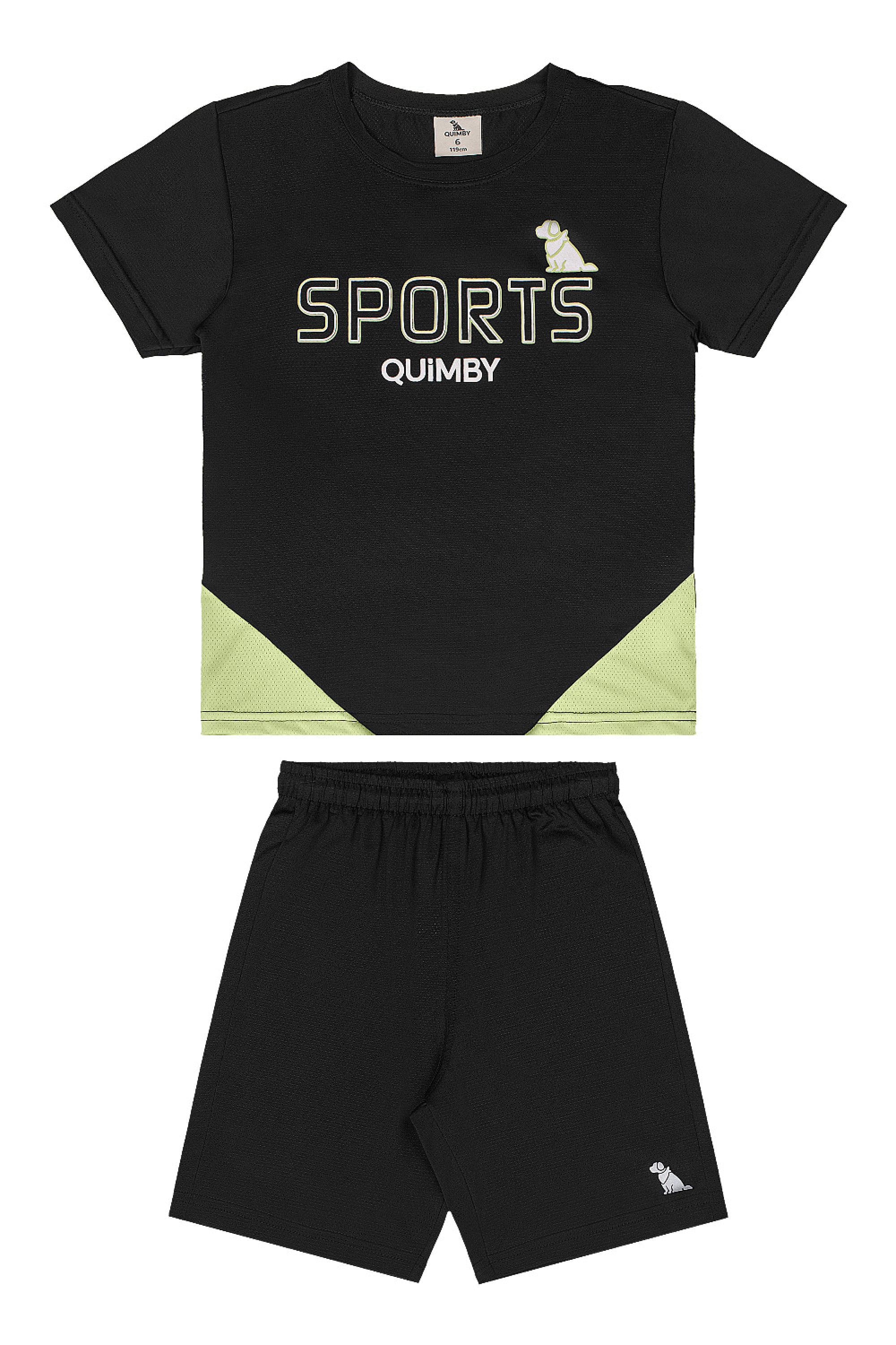 Conjunto Infantil com Camiseta e Bermuda Dry Fit (Preto) Quimby