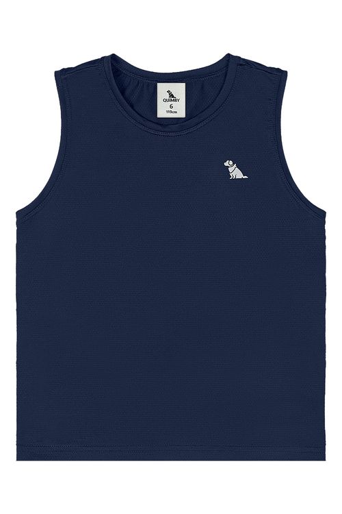 Regata Infantil Menino em Malha Dry Fit com Aplique Refletivo (Azul Marinho) Quimby