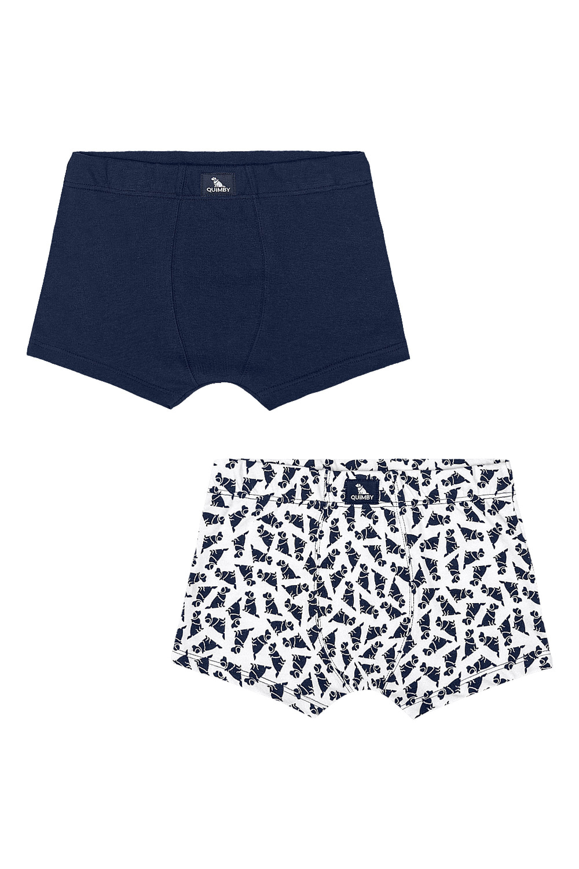 Kit Cuecas Boxer Infantil em Cotton com Elastano (Branco) Quimby