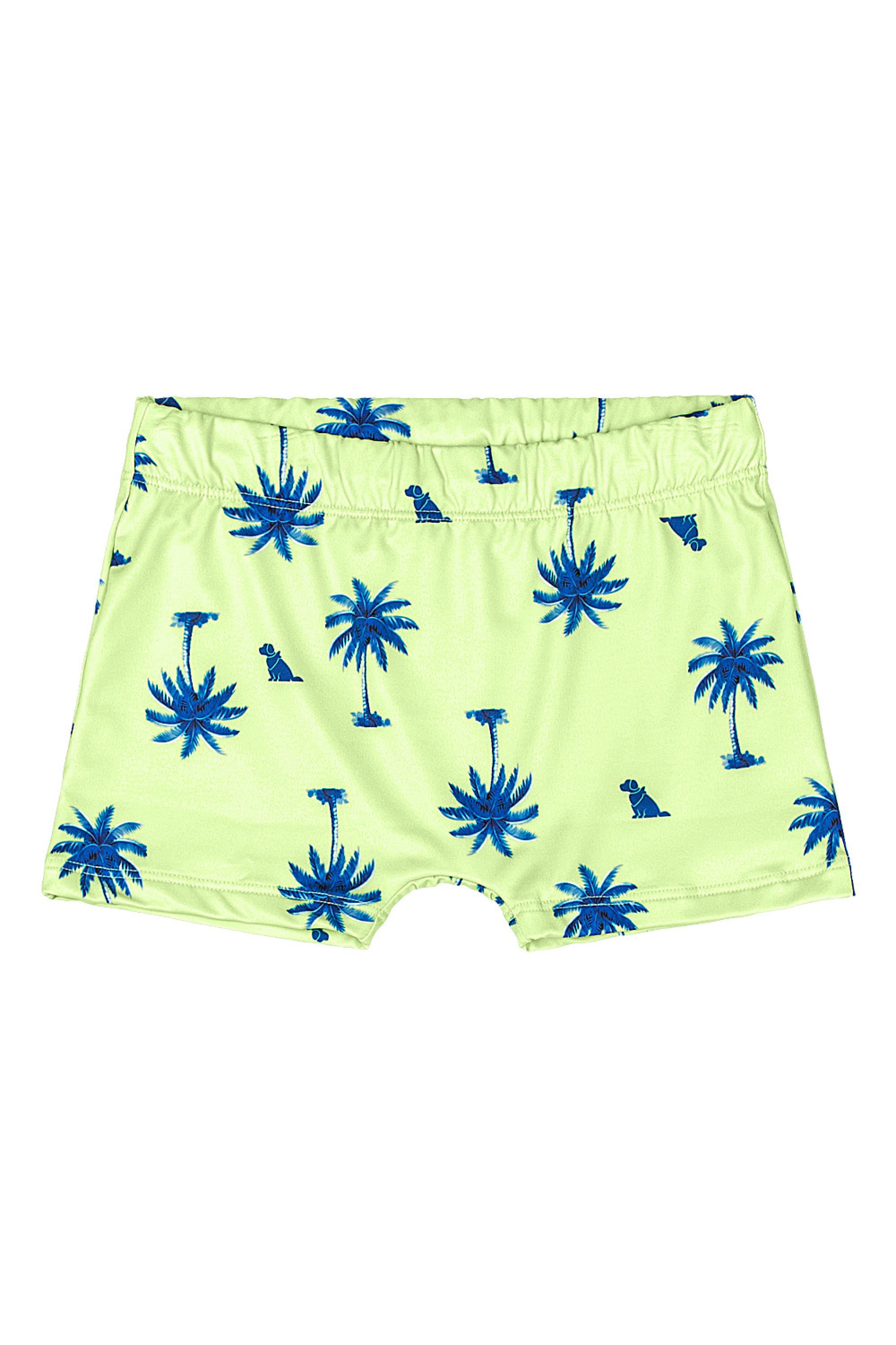 Sunga Boxer Menino em Malha UV com Estampa Sublimada (Verde Claro) Quimby