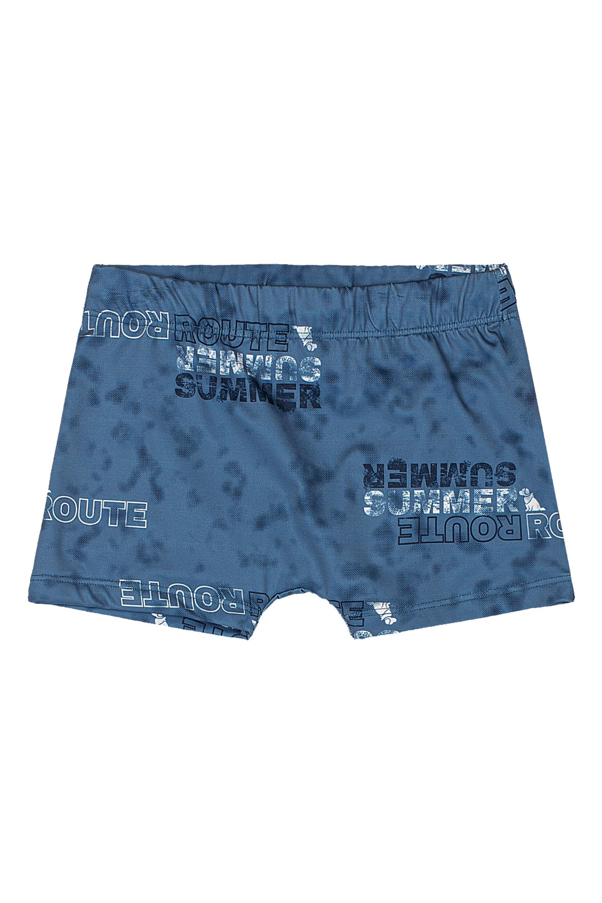 Sunga Boxer Menino em Malha UV com Estampa Sublimada (Azul) Quimby
