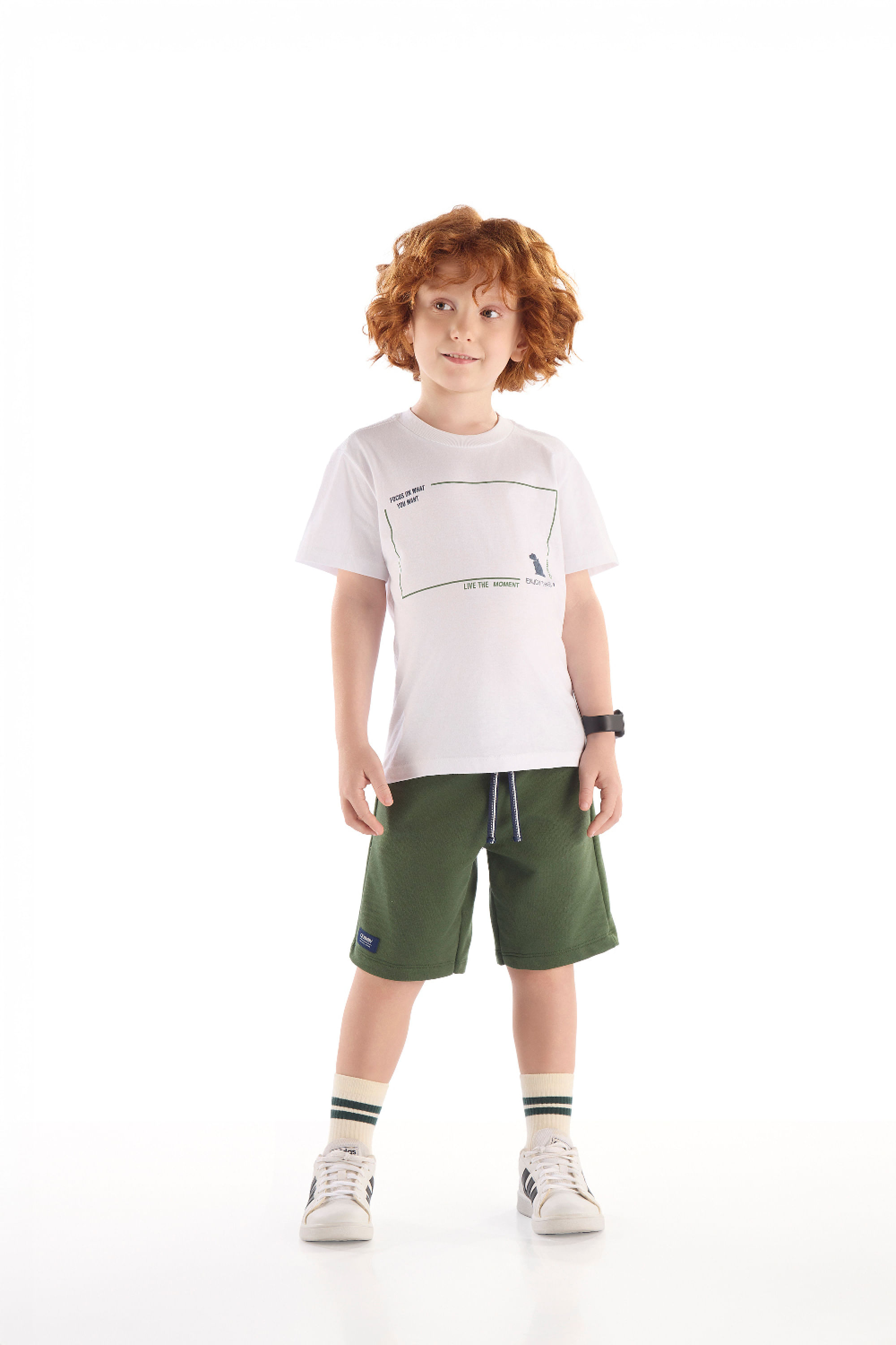 Conjunto Infantil Camiseta com Estampa 3D e Bermuda (Branco) Quimby