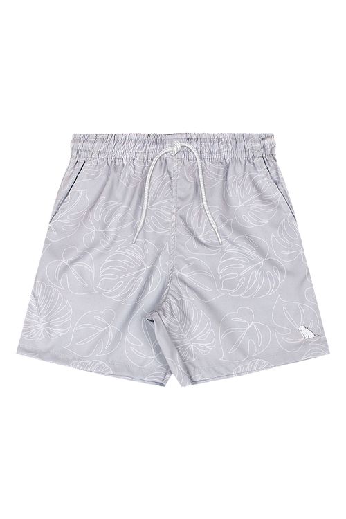 Bermuda Infantil Masculina de Microfibra Tropical (Cinza Claro) Quimby