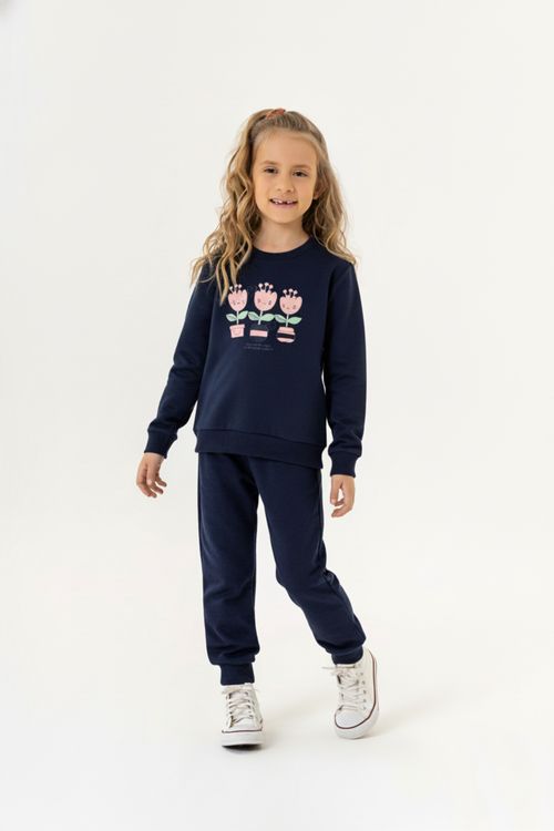 Conjunto Blusão e Calça Infantil Feminino (Azul Marinho) Guloseima