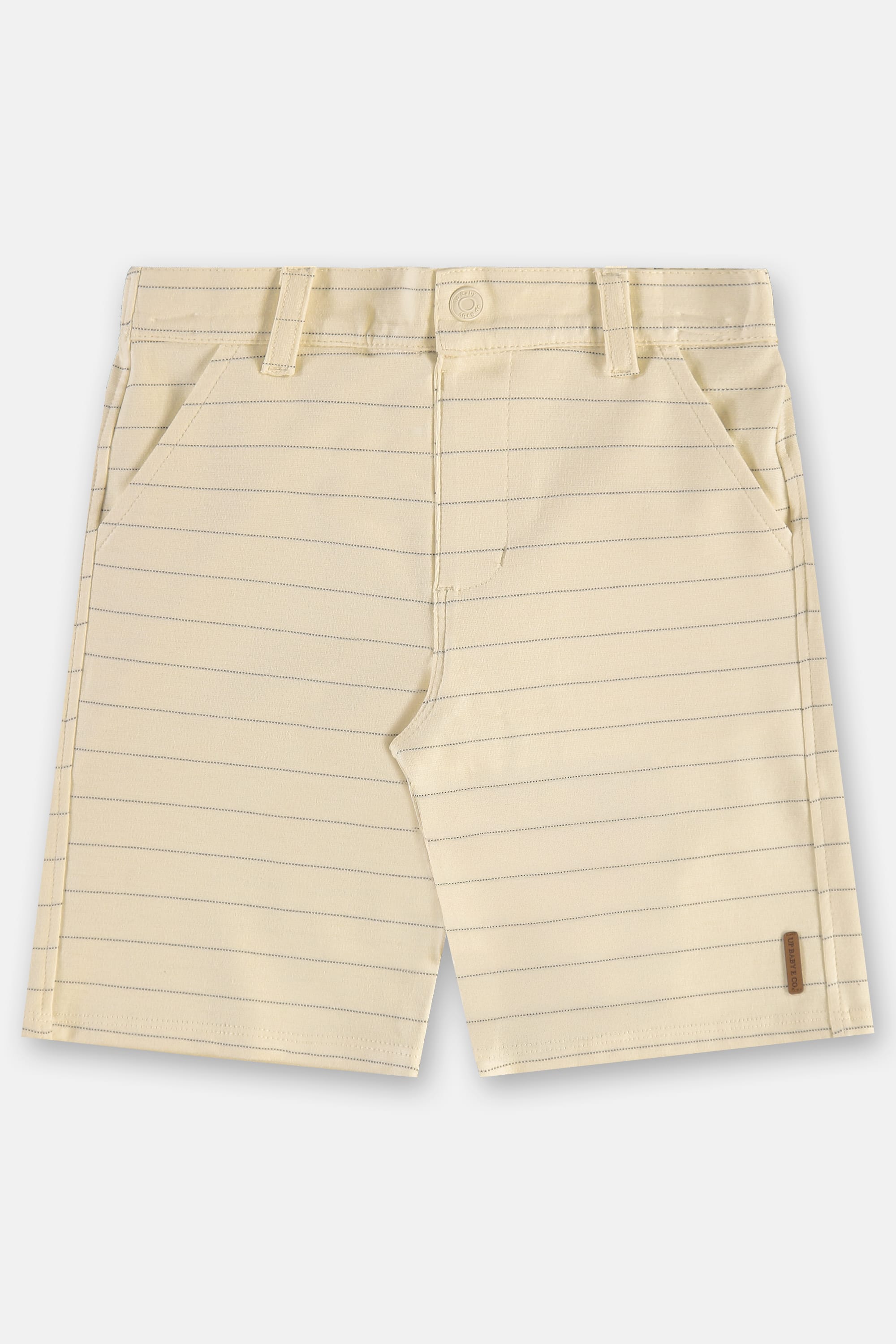 Bermuda Infantil Masculina em Malha Risca de Giz (Bege) Up Baby