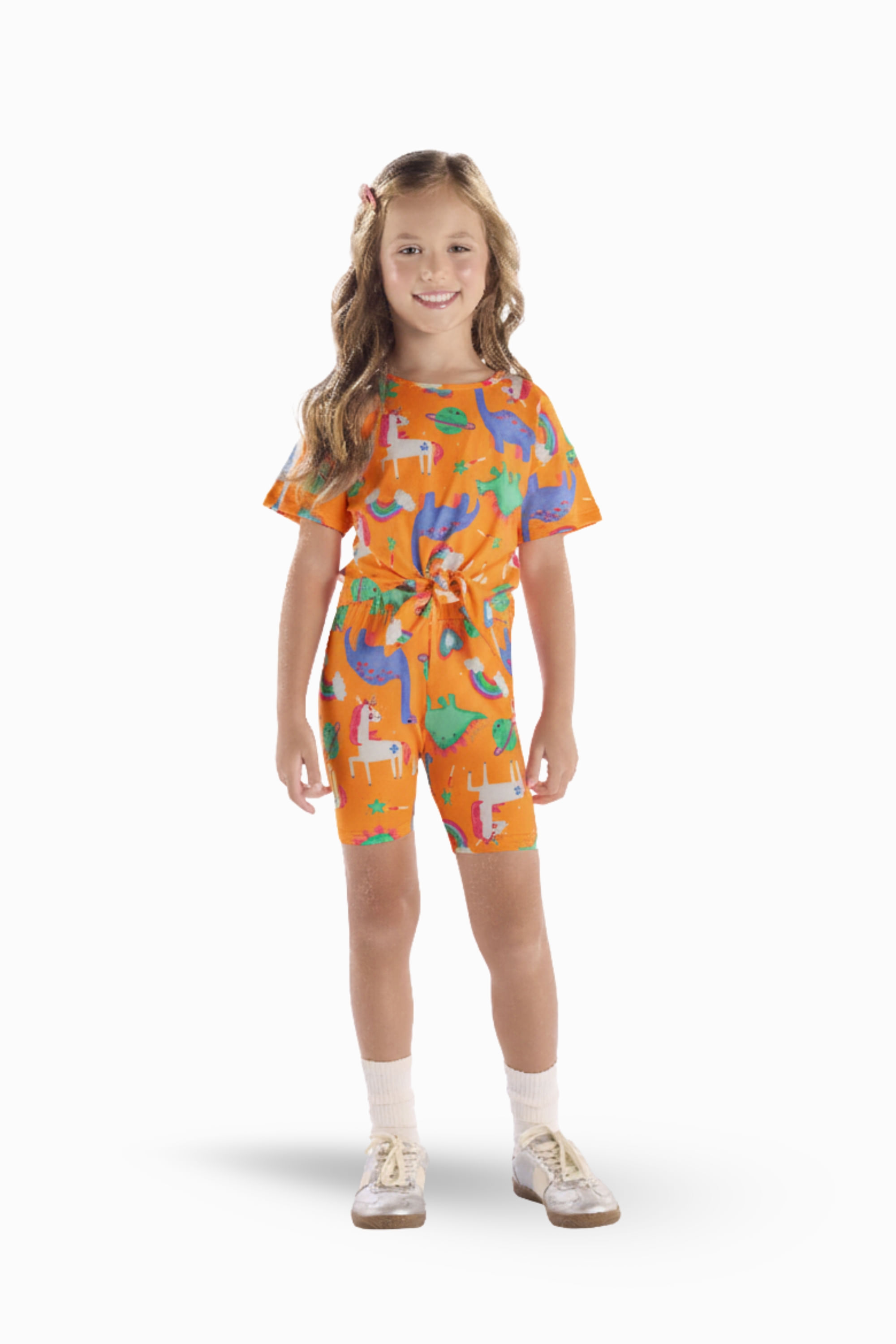 Blusa Infantil Feminino em Cotton (Laranja) Quimby