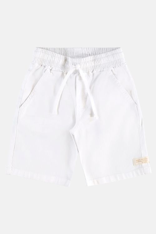 Bermuda Infantil Masculina em Sarja com Elastano (Branco) Up Baby