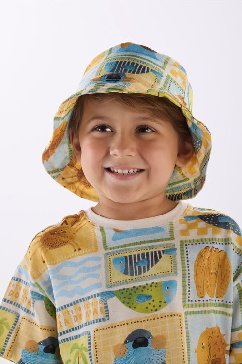 Chapéu Infantil Unissex em Viscolinho Solar (Off White) Três e Já