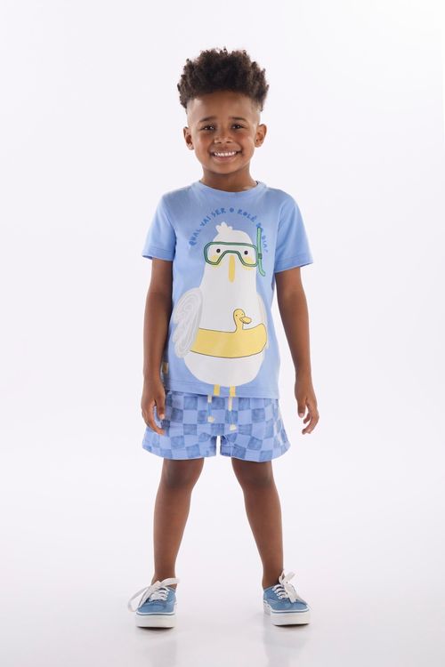 Conjunto Infantil Masculino Ninhada (Azul Claro) Três e Já