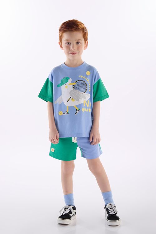 Conjunto Ninhada Infantil Masculino (Azul Claro) Três e Já