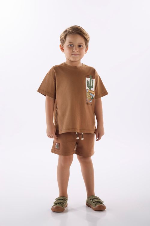 Conjunto Infantil Masculino Oásis (Marrom) Três e Já