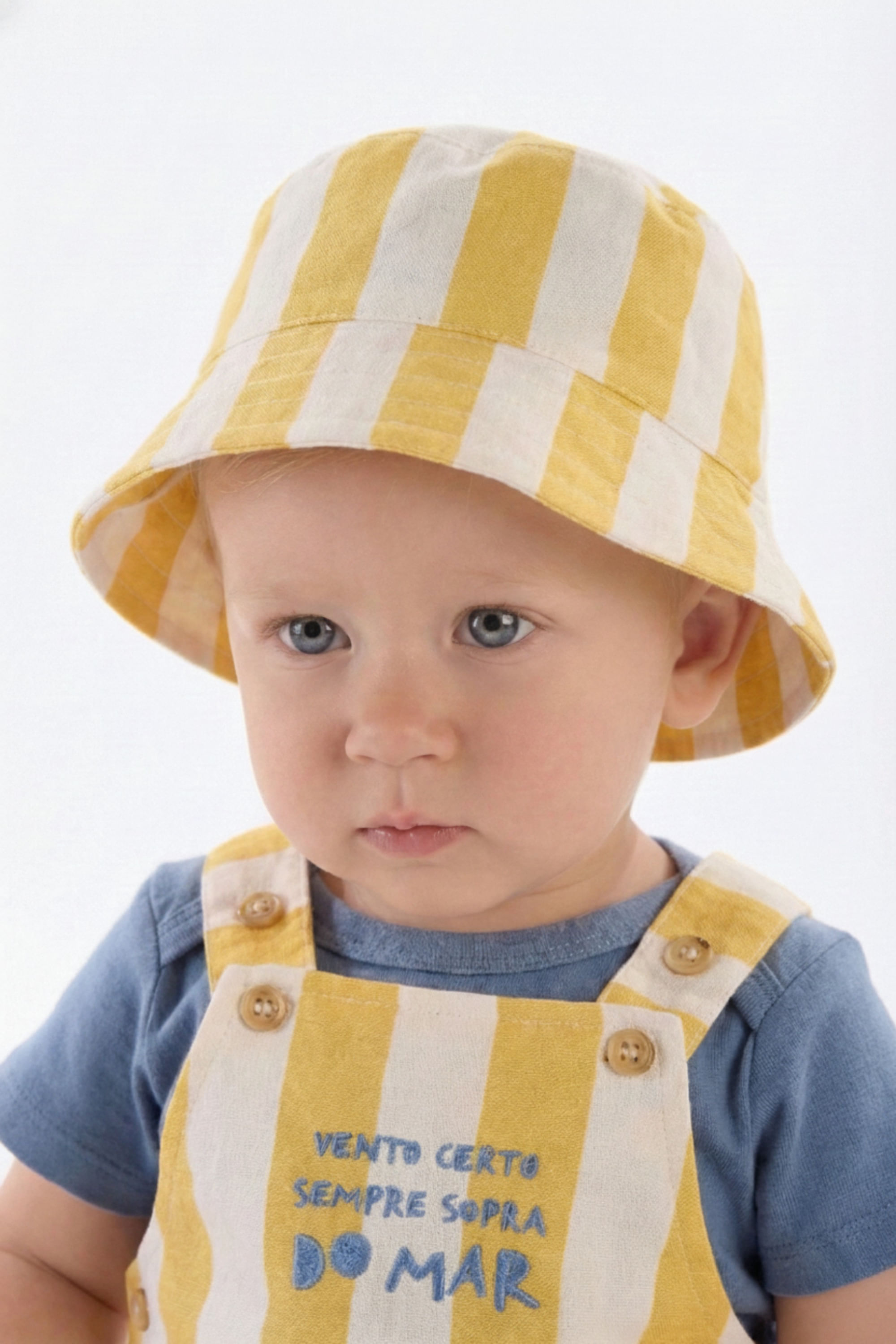 Chapéu Solar Infantil Unissex em Viscolinho (Amarelo) Três e Já