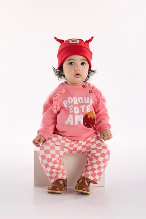 Conjunto Frutas Vermelhas para Bebê Menina (Rosa) Três e Já