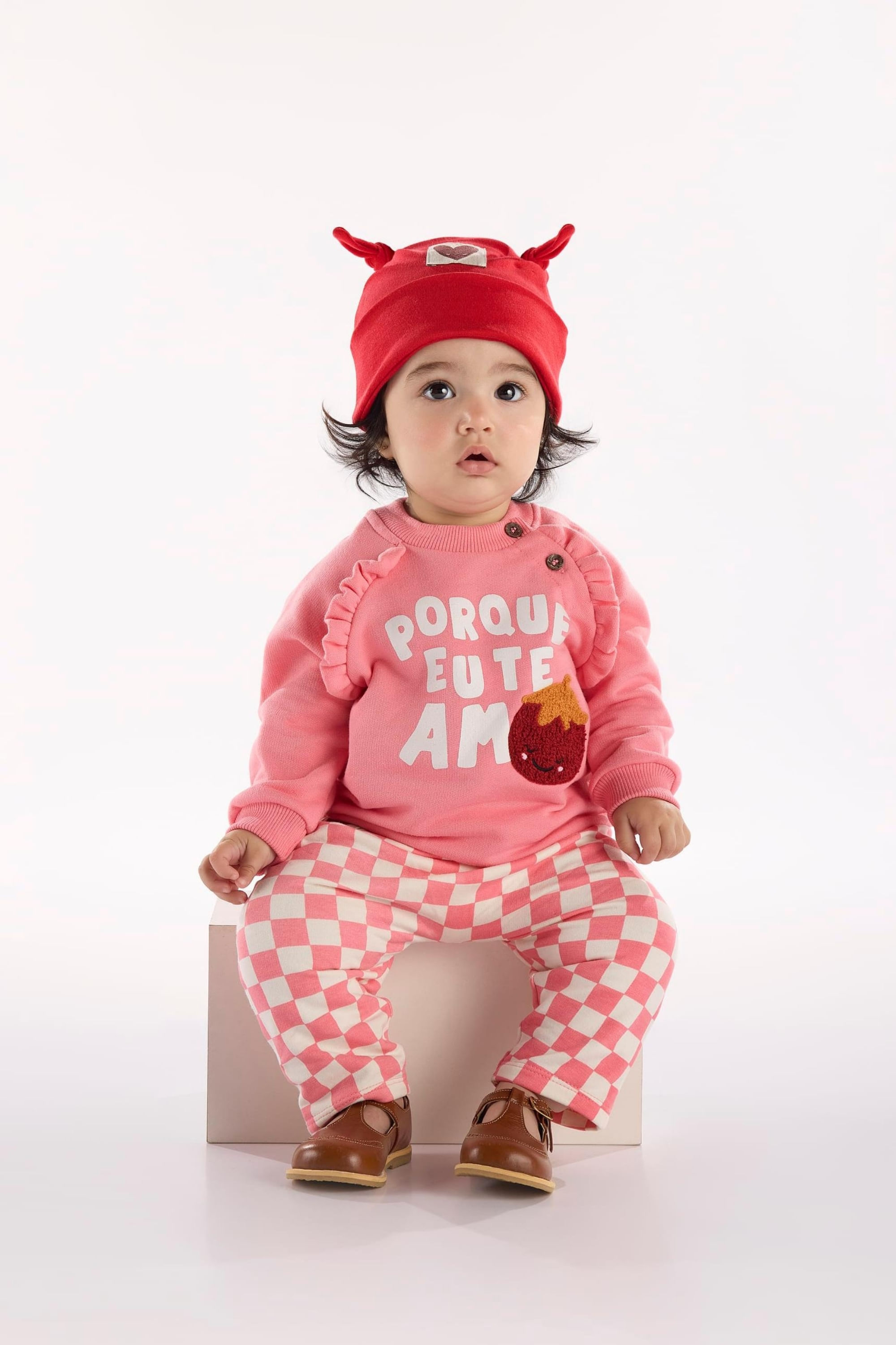 Conjunto Frutas Vermelhas para Bebê Menina (Rosa) Três e Já