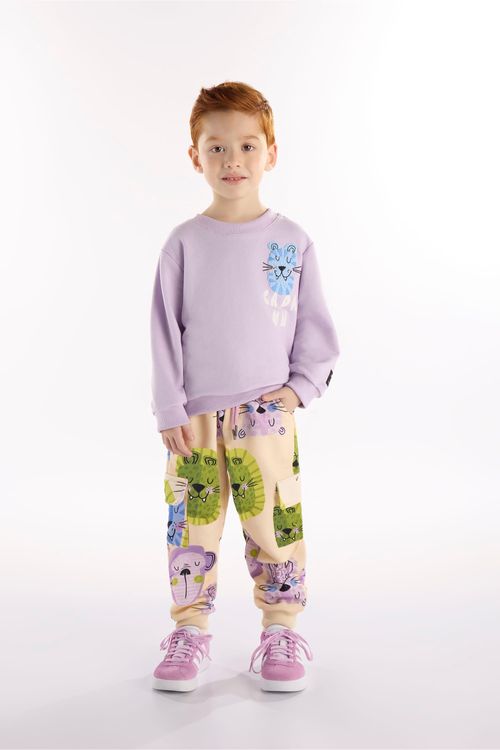 Conjunto Selva Infantil Masculino com Blusão e Calça (Roxo) Três e Já