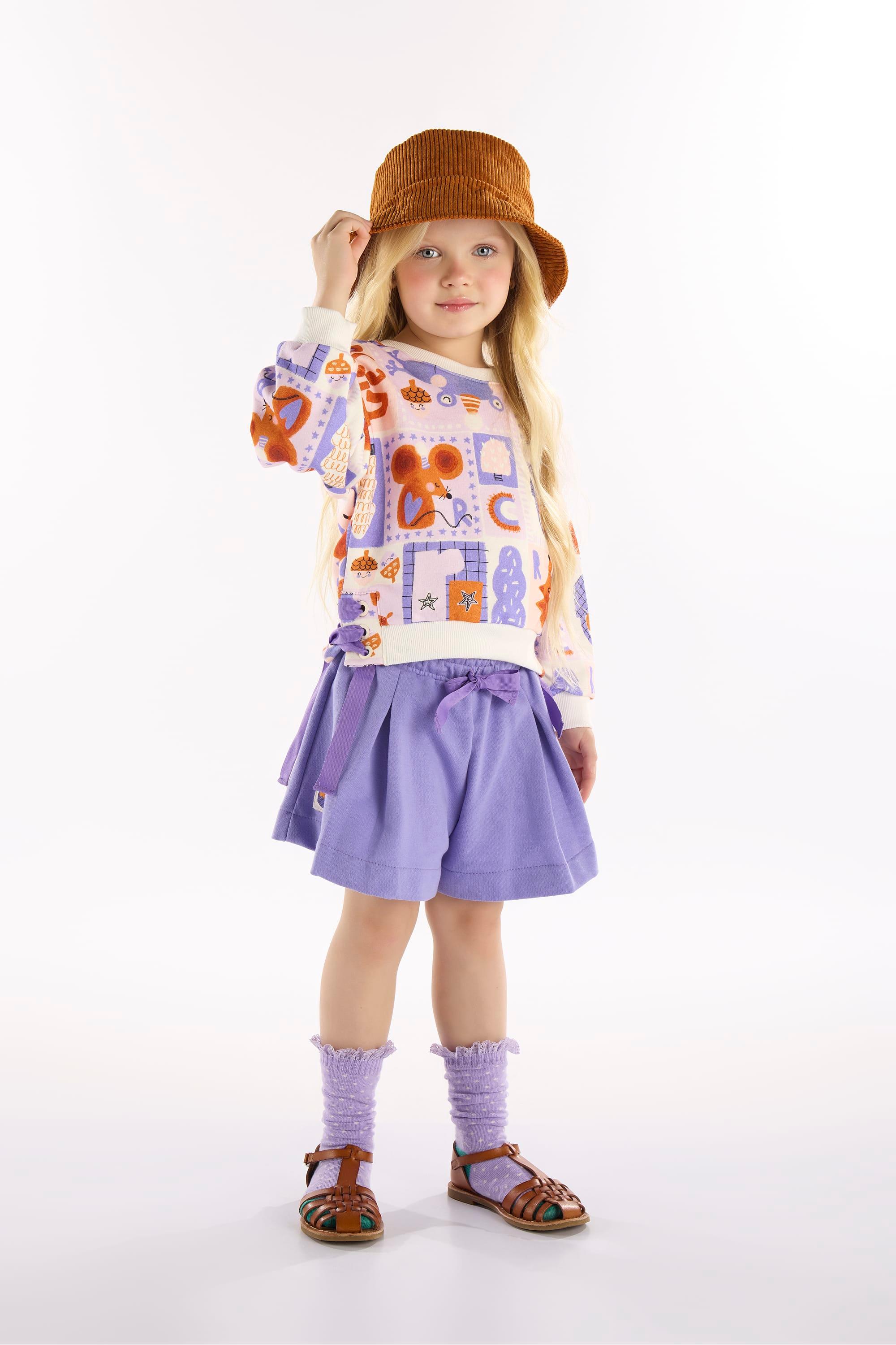 Conjunto Jardim Secreto Infantil em Moletom (Off White) Três e Já