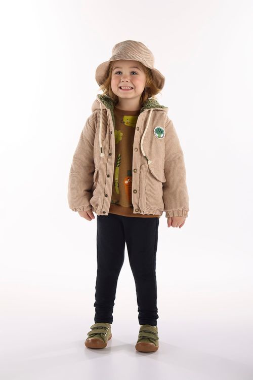 Jaqueta Vegetais Infantil Masculino em Veludo (Marrom) Três e Já
