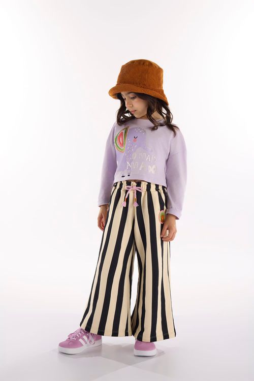 Conjunto Infantil com Cropped e Calça Safári Encantado (Roxo) Três e Já