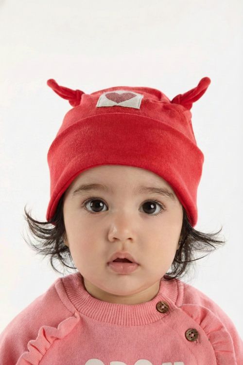 Touca Frutas Vermelhas para Bebê Menina em Suedine (Vermelho) Três e Já