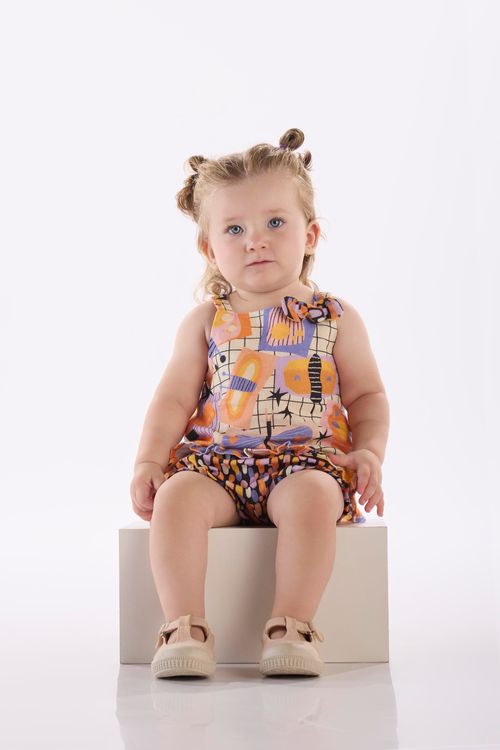 Conjunto Borboleta para Bebê com Bata e Calcinha (Off White) Três e Já