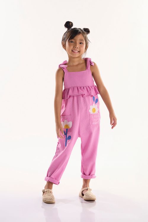 Macacão Bem Me Quer Infantil em Viscolinho (Roxo) Três e Já