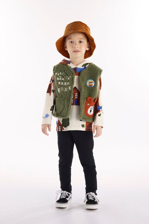 Conjunto Urso Amigo Infantil Masculino 3 Peças (Off White) Três e Já