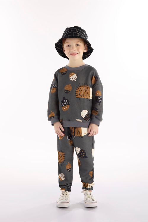 Conjunto Nozes Infantil Masculino (Cinza) Três e Já