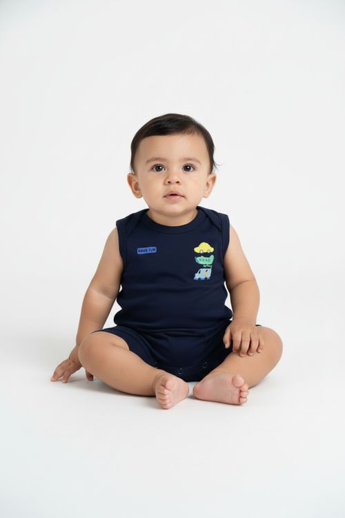 Macaquinho Regata em Suedine Essentials para Bebê Menino (Azul Marinho) Up Baby