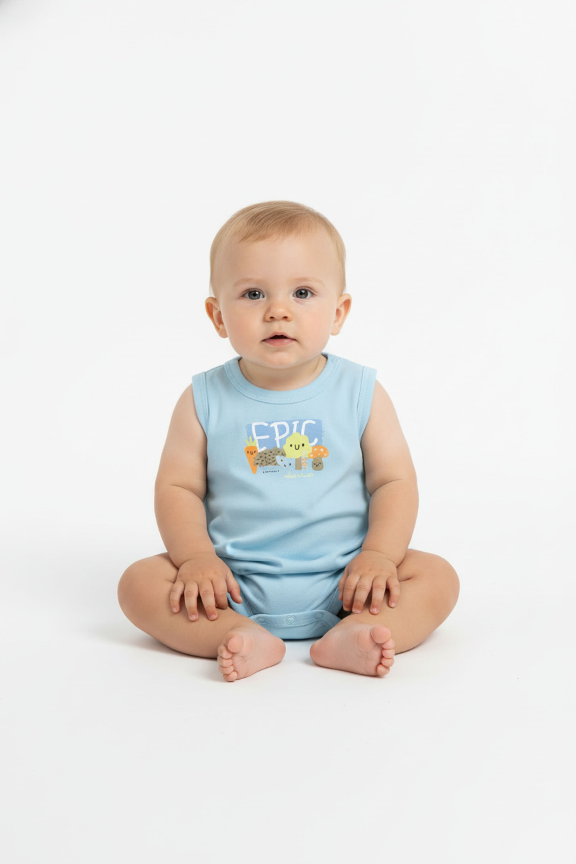 Macaquinho Regata em Suedine Essentials para Bebê Menino (Azul Claro) Up Baby