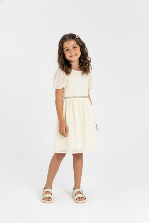 Vestido em Organza com Forro (Off White) Guloseima