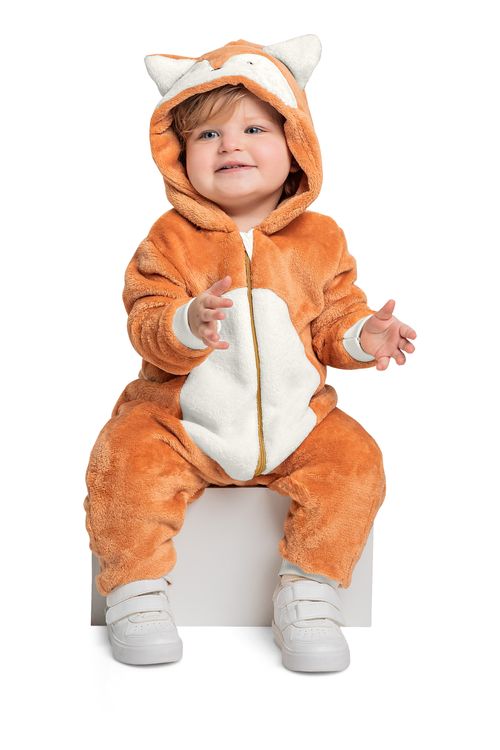 Macacão de Raposa Unissex para Bebê (Laranja) Quimby