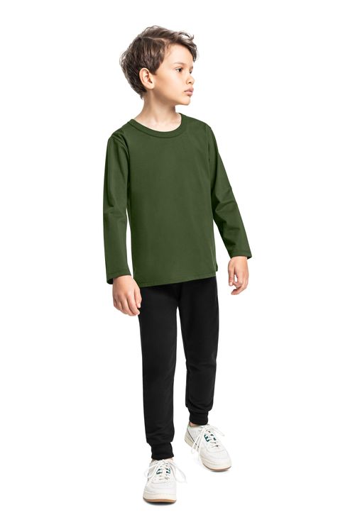 Camiseta Infantil Masculina em Meia Malha (Verde) Bee Loop