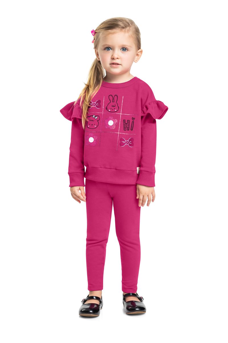 Conjunto Infantil Blusão e Legging em Molecotton (Rosa Pink) Bee Loop