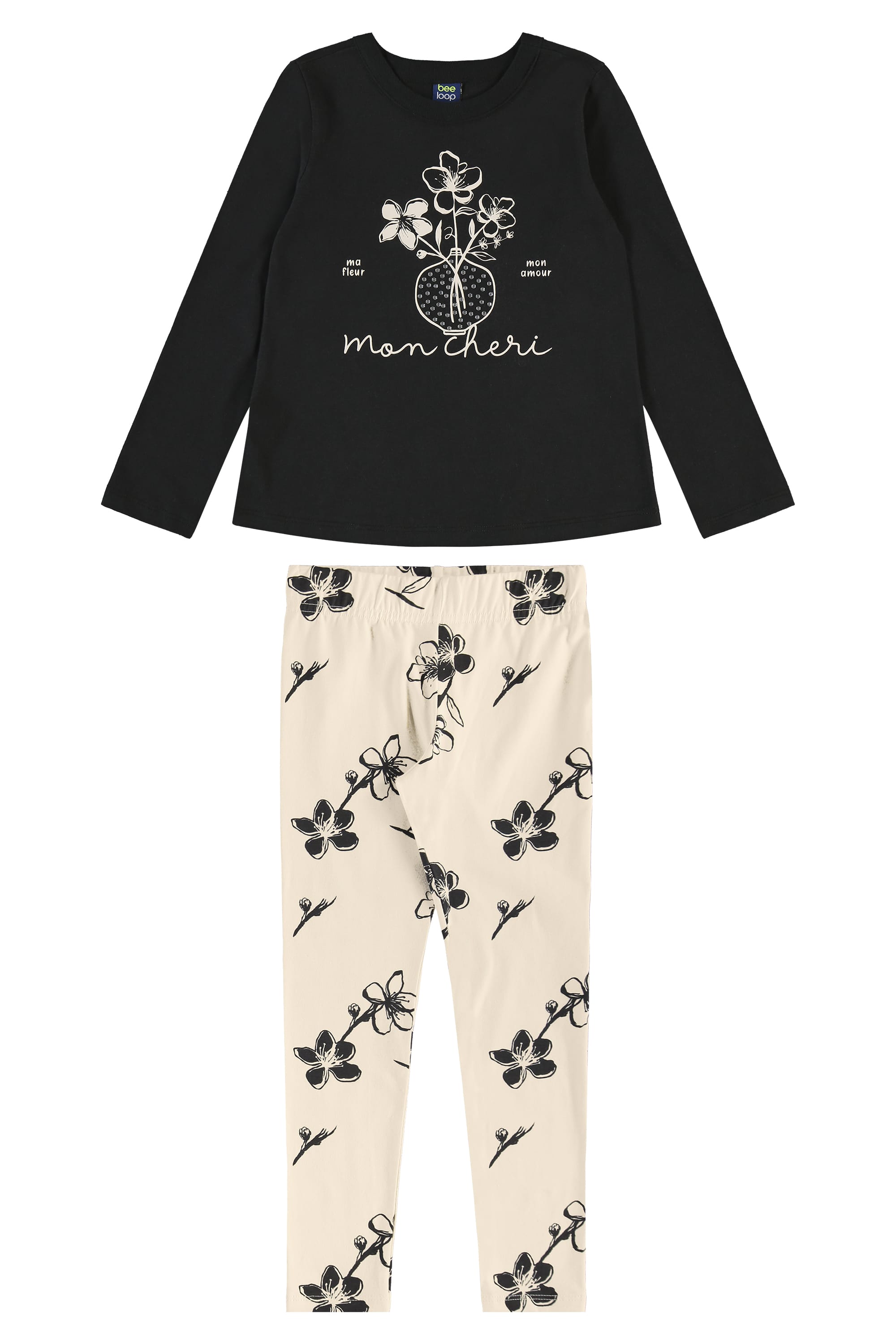 Conjunto Mon Chéri com Blusa e Calça Legging (Preto) Bee Loop
