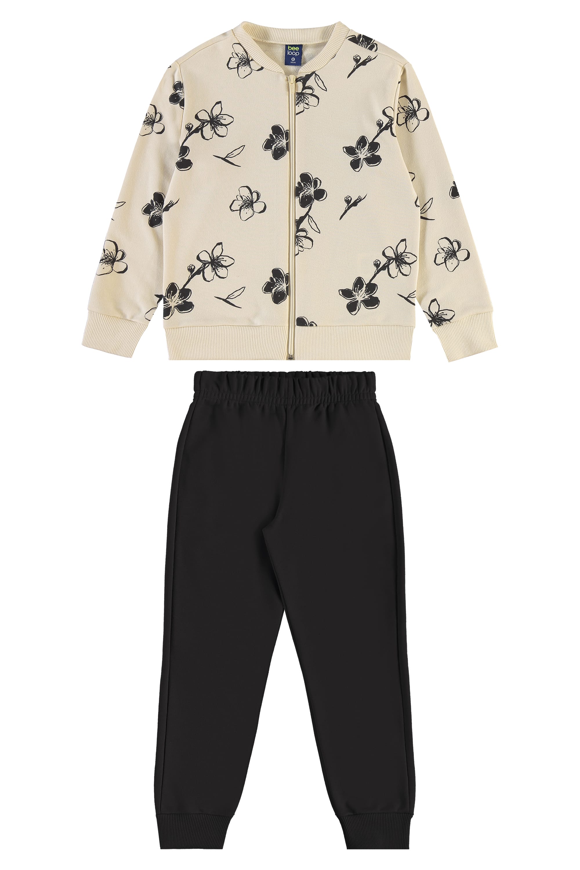 Conjunto para Menina com Jaqueta Floral e Calça (Bege) Bee Loop