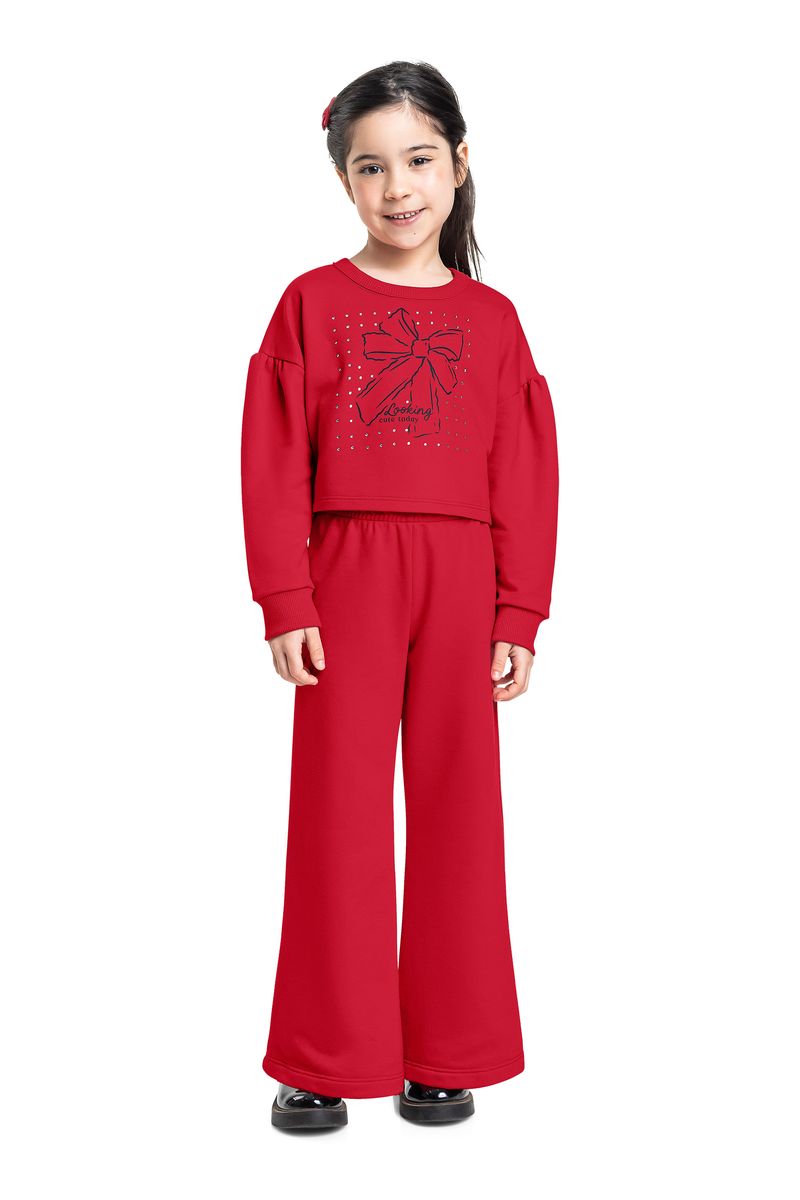Conjunto Looking Cute Today Infantil em Moletom (Vermelho) Bee Loop