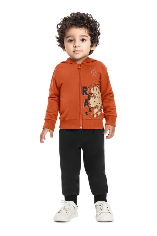 Conjunto para Menino com Jaqueta Dino e Calça (Marrom) Bee Loop