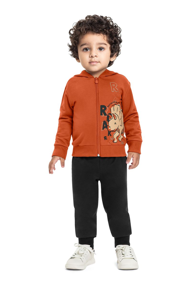 Conjunto para Menino com Jaqueta Dino e Calça (Marrom) Bee Loop